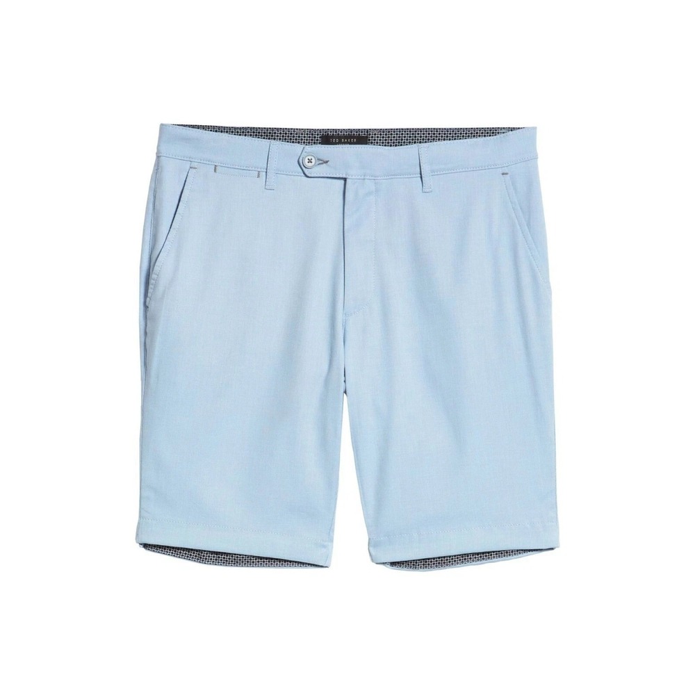 Ted Baker London Tailored Slim Fit Light Blue Micro-Check Shorts Men's Size 40 R - Picture 15 of 16